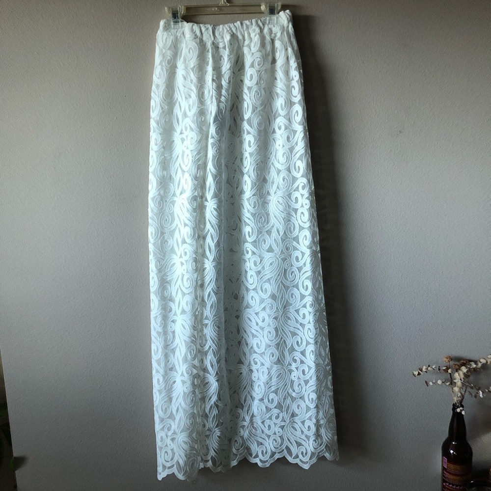 Vintage Lace Split Maxi Skirt